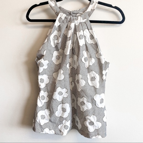 Eva Franco  Ella Floral Tank Blouse in Poundcake Grey White Halter Size 10 - Picture 3 of 15
